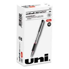 uniball® 207 Impact Gel Pen, Stick, Bold 1 mm, Red Ink, Silver/Black/Red Barrel OrdermeInc OrdermeInc