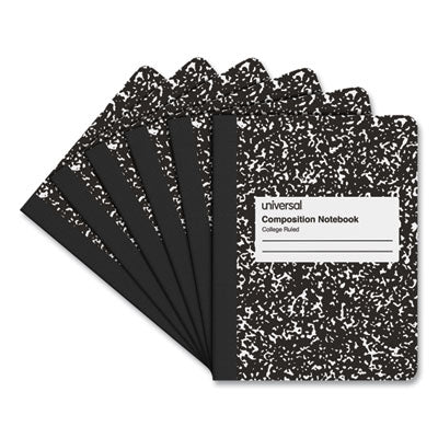Composition Book, Medium/College Rule, Black Marble Cover, (100) 9.75 x 7.5 Sheets, 6/Pack - OrdermeInc