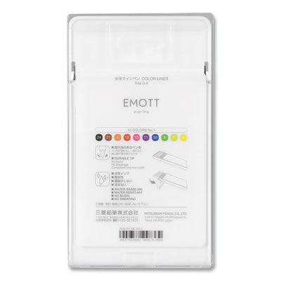 uniball® EMOTT Porous Point Pen, Stick, Fine 0.4 mm, Assorted Ink Colors, White Barrel, 10/Pack OrdermeInc OrdermeInc