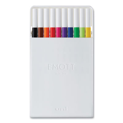 uniball® EMOTT Porous Point Pen, Stick, Fine 0.4 mm, Assorted Ink Colors, White Barrel, 10/Pack OrdermeInc OrdermeInc