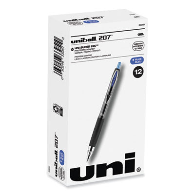 uniball® Signo 207 Gel Pen, Retractable, Medium 0.7 mm, Blue Ink, Smoke/Black/Blue Barrel, Dozen OrdermeInc OrdermeInc