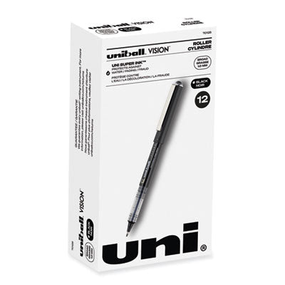 uniball® VISION Roller Ball Pen, Stick, Bold 1 mm, Black Ink, Gray/Black/Clear Barrel, Dozen OrdermeInc OrdermeInc