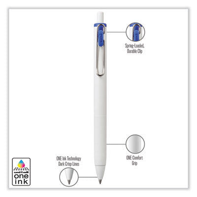 uniONE Gel Pen, Retractable, Medium 0.7 mm, Blue Ink, White/Blue Barrel, Dozen OrdermeInc OrdermeInc