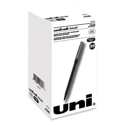 uniball® Roller Ball Pen, Stick, Extra-Fine 0.5 mm, Black Ink, Black Barrel, 36/Pack OrdermeInc OrdermeInc