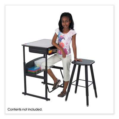 AlphaBetter Adjustable-Height Student Stool, Backless, Supports Up to 250 lb, 35.5" Seat Height, Black OrdermeInc OrdermeInc