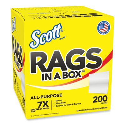 Scott® Rags in a Box, POP-UP Box, 12 x 9, White, 200/Box - OrdermeInc