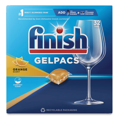 FINISH® Dish Detergent Gelpacs, Orange Scent, 32/Box - OrdermeInc