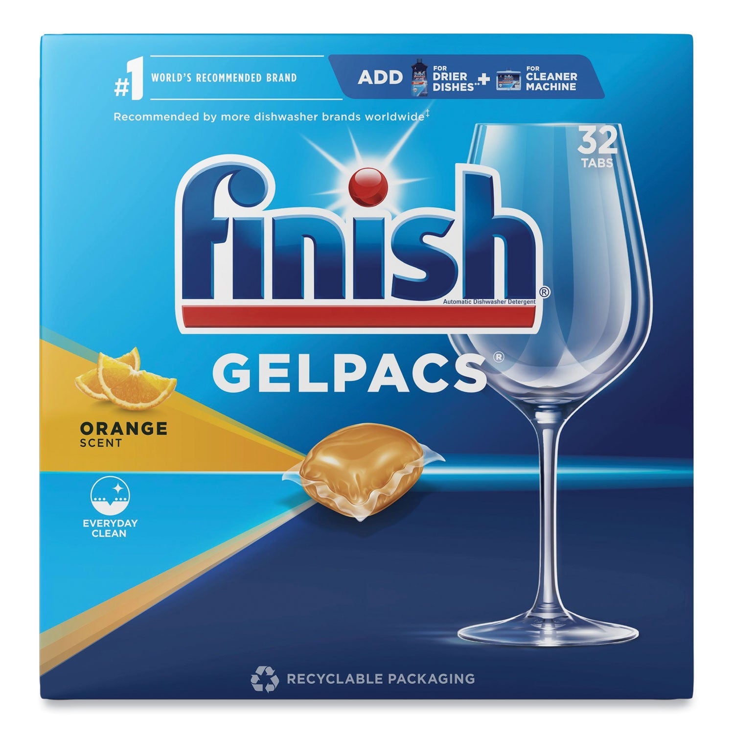 Dish Detergent Gelpacs, Orange Scent, 32/Box - OrderMe