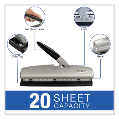 20-Sheet LightTouch Desktop Two- to Seven-Hole Punch, 9/32" Holes, Silver/Black OrdermeInc OrdermeInc