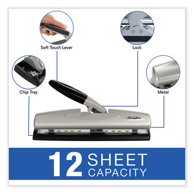 12-Sheet LightTouch Desktop Two- to Three-Hole Punch, 9/32" Holes, Black/Silver OrdermeInc OrdermeInc