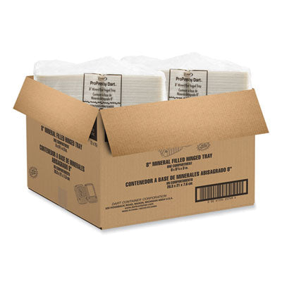 Hinged Lid Containers, Single Compartment, 8.25 x 8 x 3, White, Plastic, 150/Carton OrdermeInc OrdermeInc