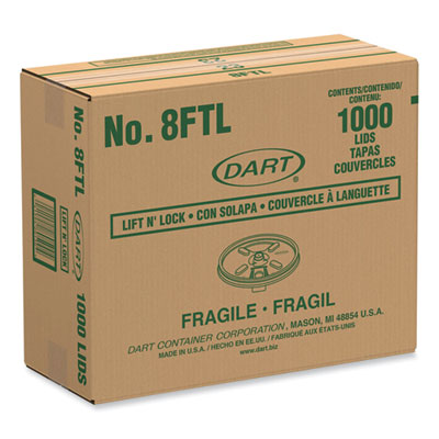 DART Lift n' Lock Plastic Hot Cup Lids, Fits 8 oz Cups, White, 1,000/Carton - OrdermeInc