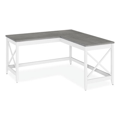 L-Shaped Farmhouse Desk, 58.27" x 58.27" x 29.53", Gray/White OrdermeInc OrdermeInc