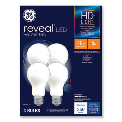 Reveal HD+ LED A19 Light Bulb, 5 W, 4/Pack OrdermeInc OrdermeInc