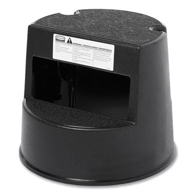 Rolling Step Stool, Curved Design, 2-Step, Retracting Casters, 350 lb Capacity, 16" Diameter x 13.5"h, Black OrdermeInc OrdermeInc