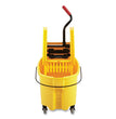 Rubbermaid® Commercial WaveBrake 2.0 Bucket/Wringer Combos, Down-Press, 35 qt, Plastic, Yellow - OrdermeInc