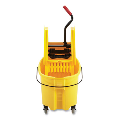 Rubbermaid® Commercial WaveBrake 2.0 Bucket/Wringer Combos, Down-Press, 35 qt, Plastic, Yellow - OrdermeInc