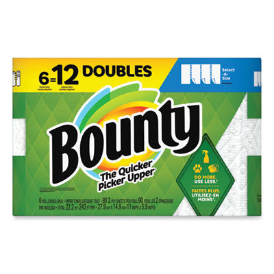 PROCTER & GAMBLE Select-a-Size Kitchen Roll Paper Towels, 2-Ply, 6 x 11, White, 90 Sheets/Double Roll, 6 Rolls/Carton - OrdermeInc