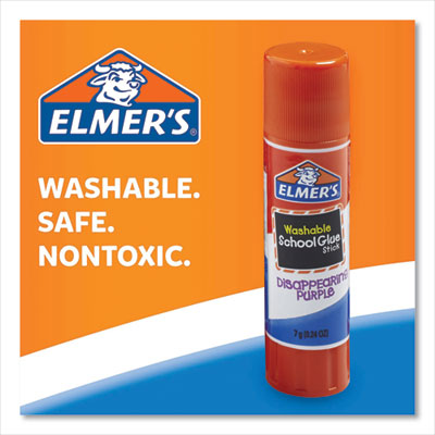 ELMER'S PRODUCTS, INC. Disappearing Purple School Glue Stick, 0.24 oz, Dries Clear, 30/Box