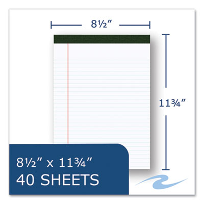 USDA Certified Bio-Preferred Legal Pad, Wide/Legal Rule, 40 White 8.5 x 11.75 Sheets, 12/Pack - OrdermeInc