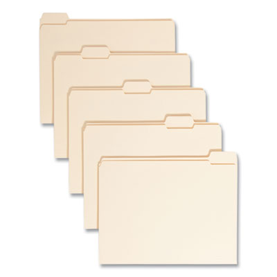 Reinforced Tab Manila File Folders, 1/5-Cut Tabs: Assorted, Letter Size, 0.75" Expansion, 11-pt Manila, 100/Box OrdermeInc OrdermeInc