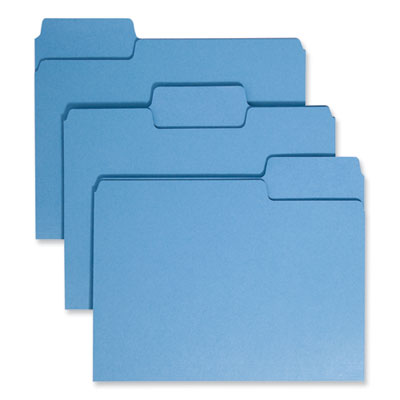 SuperTab Colored File Folders, 1/3-Cut Tabs: Assorted, Letter Size, 0.75" Expansion, 11-pt Stock, Blue, 100/Box OrdermeInc OrdermeInc