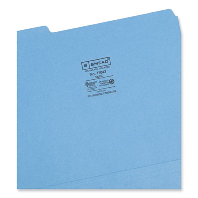 Colored File Folders, 1/3-Cut Tabs: Assorted, Letter Size, 0.75" Expansion, Blue, 100/Box OrdermeInc OrdermeInc