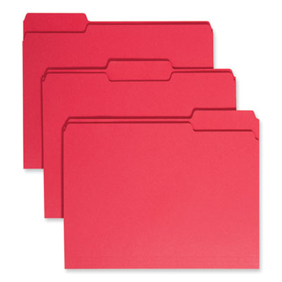 Colored File Folders, 1/3-Cut Tabs: Assorted, Letter Size, 0.75" Expansion, Red, 100/Box OrdermeInc OrdermeInc