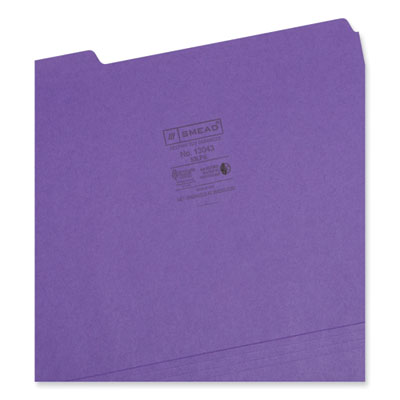 Colored File Folders, 1/3-Cut Tabs: Assorted, Letter Size, 0.75" Expansion, Purple, 100/Box OrdermeInc OrdermeInc
