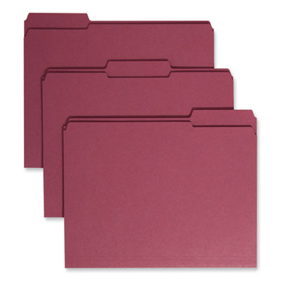 Smead™ Reinforced Top Tab Colored File Folders, 1/3-Cut Tabs: Assorted, Letter Size, 0.75" Expansion, Maroon, 100/Box OrdermeInc OrdermeInc