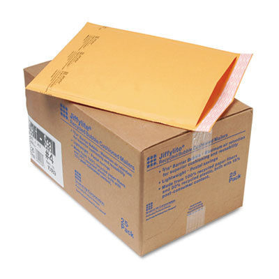 ANLE PAPER/SEALED AIR CORP. Jiffylite Self-Seal Bubble Mailer, #4, Barrier Bubble Air Cell Cushion, Self-Adhesive Closure, 9.5 x 14.5, Brown Kraft, 25/CT