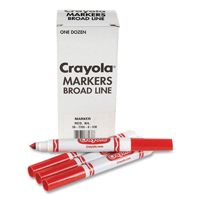 BINNEY & SMITH / CRAYOLA Bulk Broad Line Marker, Broad Bullet Tip, Red, 12/Box - OrdermeInc