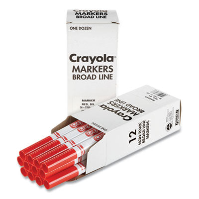 BINNEY & SMITH / CRAYOLA Bulk Broad Line Marker, Broad Bullet Tip, Red, 12/Box - OrdermeInc