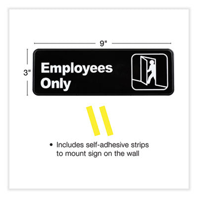 Employees Only Indoor/Outdoor Wall Sign, 9" x 3", Black Face, White Graphics, 3/Pack OrdermeInc OrdermeInc