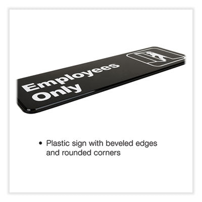 Employees Only Indoor/Outdoor Wall Sign, 9" x 3", Black Face, White Graphics, 3/Pack OrdermeInc OrdermeInc