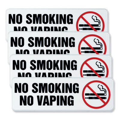 No Smoking No Vaping Indoor/Outdoor Wall Sign, 9" x 3", Black Face, Black/Red Graphics, 4/Pack OrdermeInc OrdermeInc