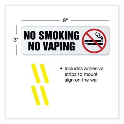 No Smoking No Vaping Indoor/Outdoor Wall Sign, 9" x 3", Black Face, Black/Red Graphics, 4/Pack OrdermeInc OrdermeInc