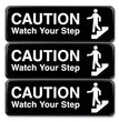 Caution Watch Your Step Indoor/Outdoor Wall Sign, 9" x 3", Black Face, White Graphics, 3/Pack OrdermeInc OrdermeInc