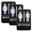 Indoor/Outdoor Restroom with Braille Text, 6" x 9", Black Face, White Graphics, 3/Pack OrdermeInc OrdermeInc