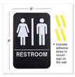 Indoor/Outdoor Restroom with Braille Text, 6" x 9", Black Face, White Graphics, 3/Pack OrdermeInc OrdermeInc