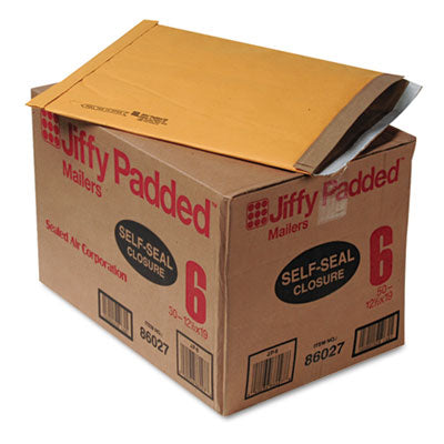 Jiffy Padded Mailer, #6, Paper Padding, Self-Adhesive Closure, 12.5 x 19, Natural Kraft, 50/Carton OrdermeInc OrdermeInc