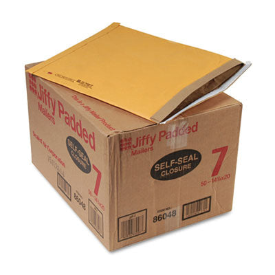 Jiffy Padded Mailer, #7, Paper Padding, Self-Adhesive Closure, 14.25 x 20, Natural Kraft, 50/Carton OrdermeInc OrdermeInc
