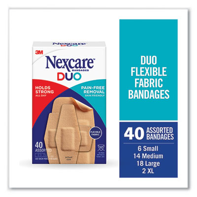 3M Nexcare™ DUO Bandages, Plastic, Assorted Sizes, 40/Pack - OrdermeInc