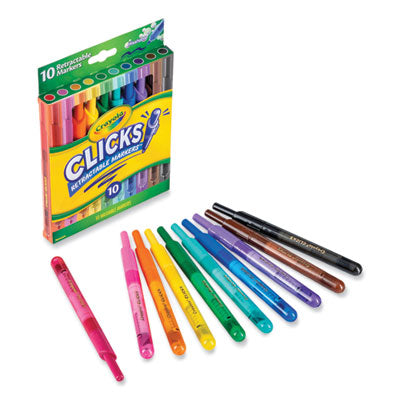Super Clicks Retractable Markers, Assorted Bullet Tip Sizes, Assorted Colors, 10/Pack OrdermeInc OrdermeInc