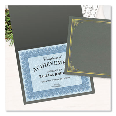 Certificate/Document Cover, 9.75" x 12.5", Gray With Gold Foil, 5/Pack OrdermeInc OrdermeInc