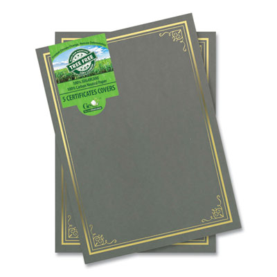 Certificate/Document Cover, 9.75" x 12.5", Gray With Gold Foil, 5/Pack OrdermeInc OrdermeInc