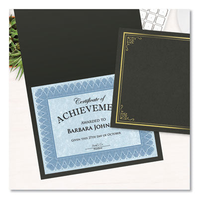 Certificate/Document Cover, 9.75" x 12.5", Black With Gold Foil, 5/Pack OrdermeInc OrdermeInc