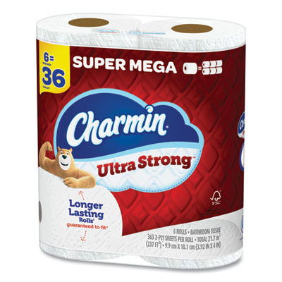Ultra Strong Bathroom Tissue, Super Mega Rolls, Septic Safe, 2-Ply, White, 363 Sheet Roll, 6 Rolls/Pack, 3 Packs/Carton - OrdermeInc