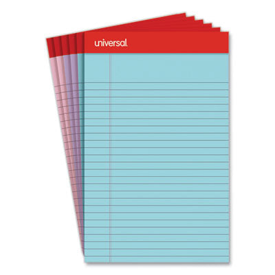 Perforated Ruled Writing Pads, Narrow Rule, Red Headband, 50 Assorted Pastels 5 x 8 Sheets, 6/Pack OrdermeInc OrdermeInc