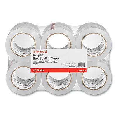 Deluxe General-Purpose Acrylic Box Sealing Tape, 3" Core, 1.88" x 109 yds, Clear, 12/Pack OrdermeInc OrdermeInc